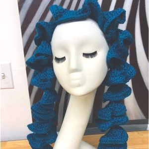 Curly scarf  in beautiful blue